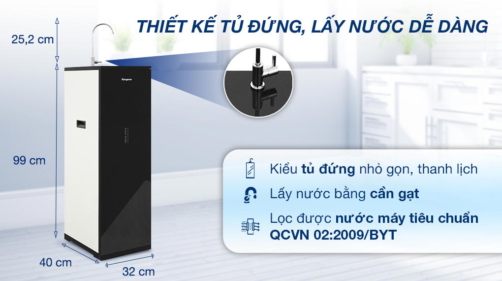 Máy lọc nước RO Kangaroo KG116I 10 lõi – Thiết kế tủ đứng